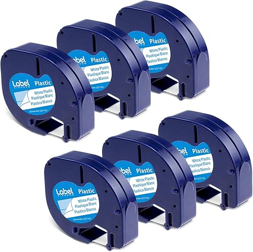 Miniatura 12 de Paquete de 2 recambios compatibles con Dymo Label Maker LT-100H LT-100T, compatible con Dymo 91331 cinta de etiquetas de plástico blanco de 0.472 in