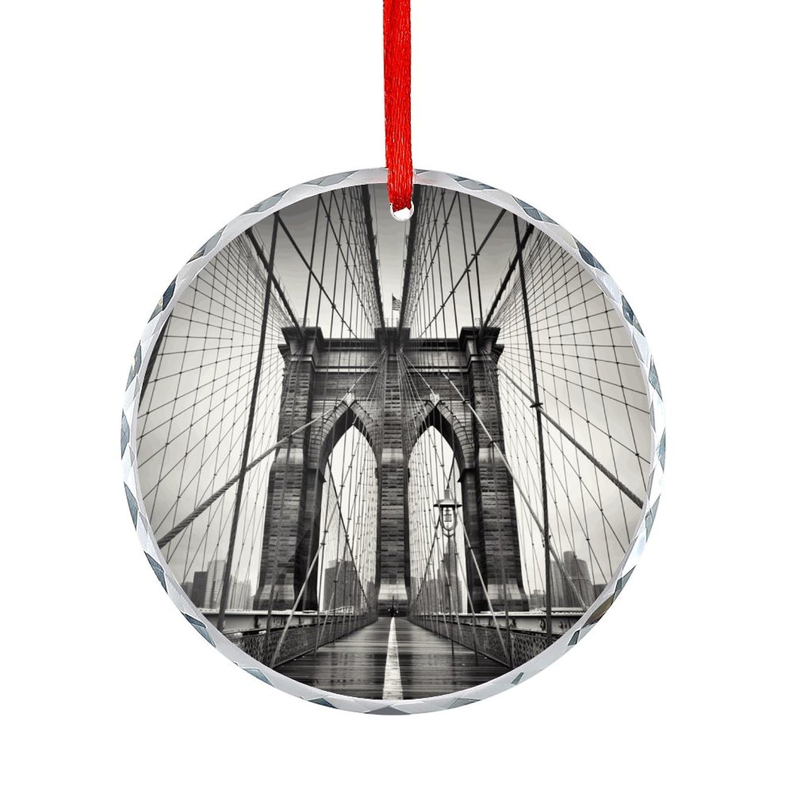 Btcowzrv Style Brooklyn Bridge Round Ornament Hanging Pendant Decor