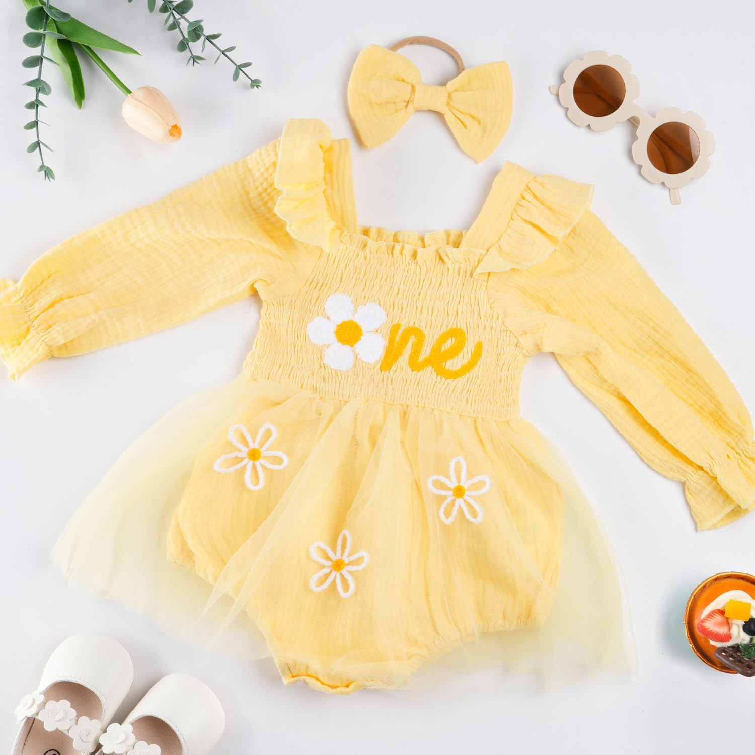 HONGTEYA Baby Girl 1st Birthday Outfit First Birthday Gifts Long Sleeve Tulle Dress One Year Old Bodysuit Clothes - Image 4