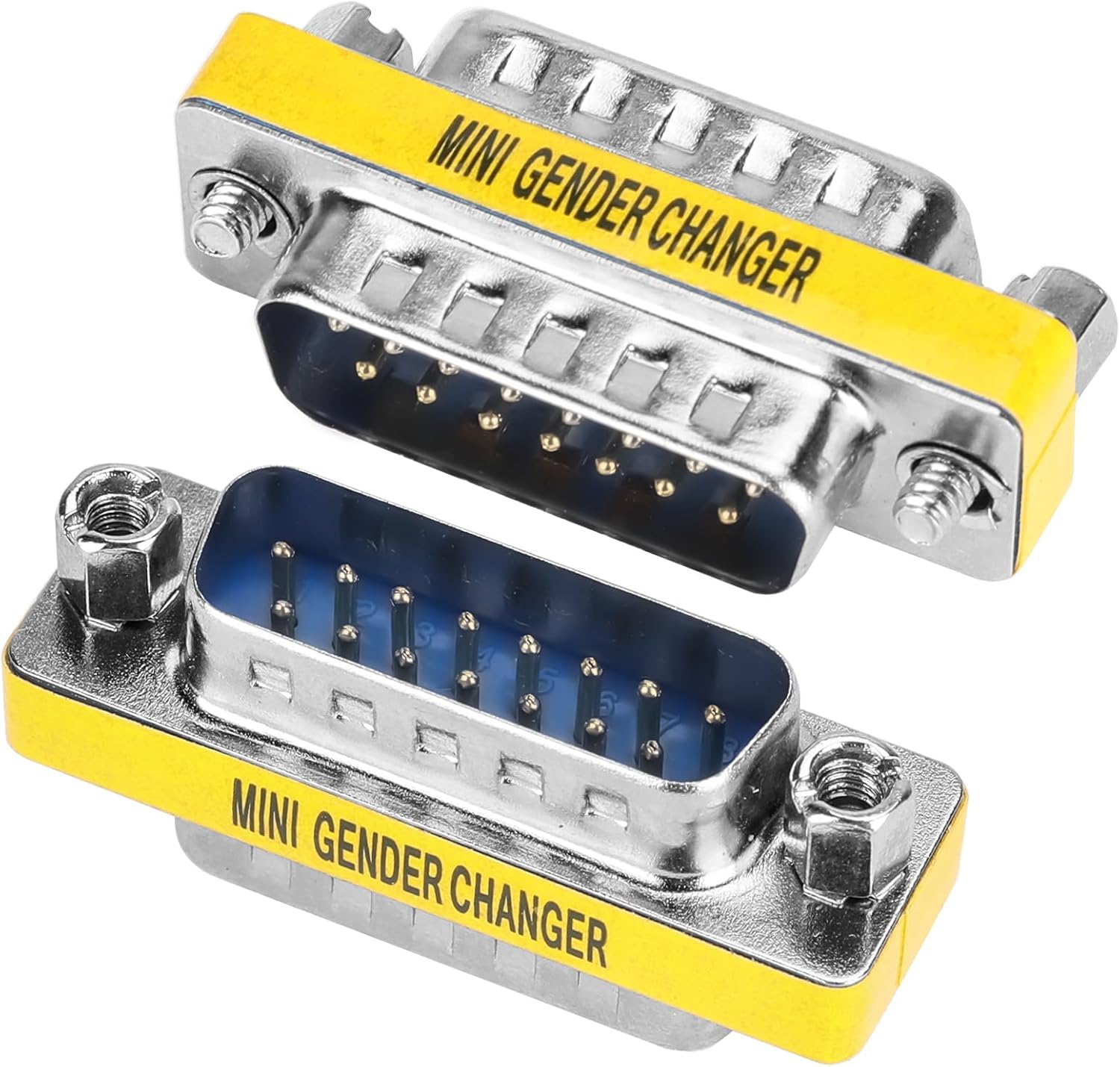 ENUODA 2 Pack Gender Changers 15 Pin Male to Male Adapter DB15 Coupler, Data Transfer and Device Connection for Legacy Gameport Cables, MIDI Connections and Industrial Control Systems