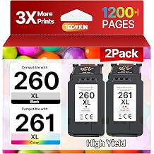 260XL 261XL Replacement for Canon 260 and 261 Ink Cartridges PG-260 Black CL-261 Work with Canon Pixma TS6420a TS6420 TS6400 TR7020a TS5320 TR7000 TS5300 TR7020 Printer2 Pack-1 Black,1 Tri-Color