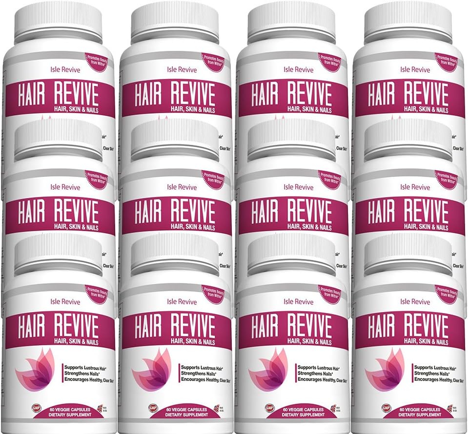 Biotin Hair Skin Nail Supplement - Spirulina Folic Acid Zinc Potassium Vitamin B Iron Manganese Bamboo Extract Promotes Faster Hair Growth Glowing Skin Strong Nails 12 Bottles 60 Capsules Made in USA