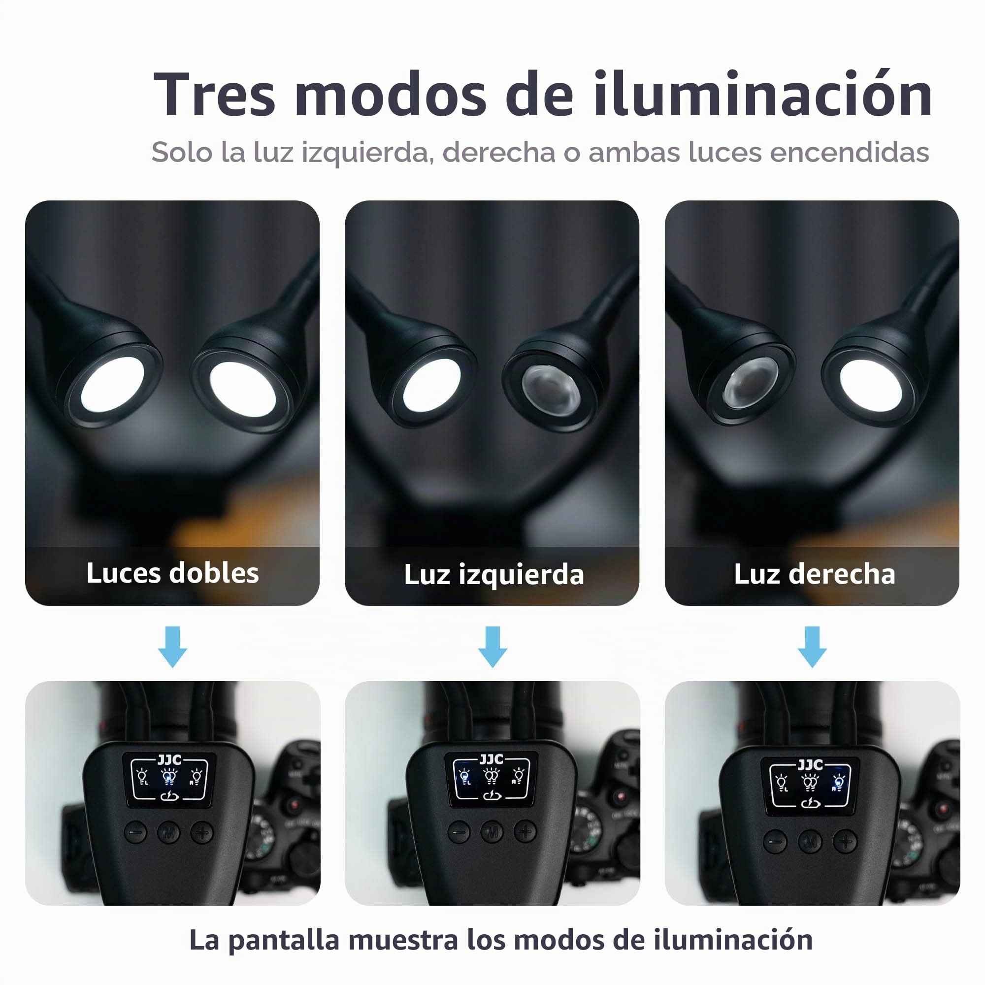 JJC Macro Brazo de Luz, Luz LED para Cámara con Batería Recargable Incorporada, 5600K 24000Lux 10 Niveles de Brillo Ajustable Lámpara de Iluminación para Fotografía de Primer Plano