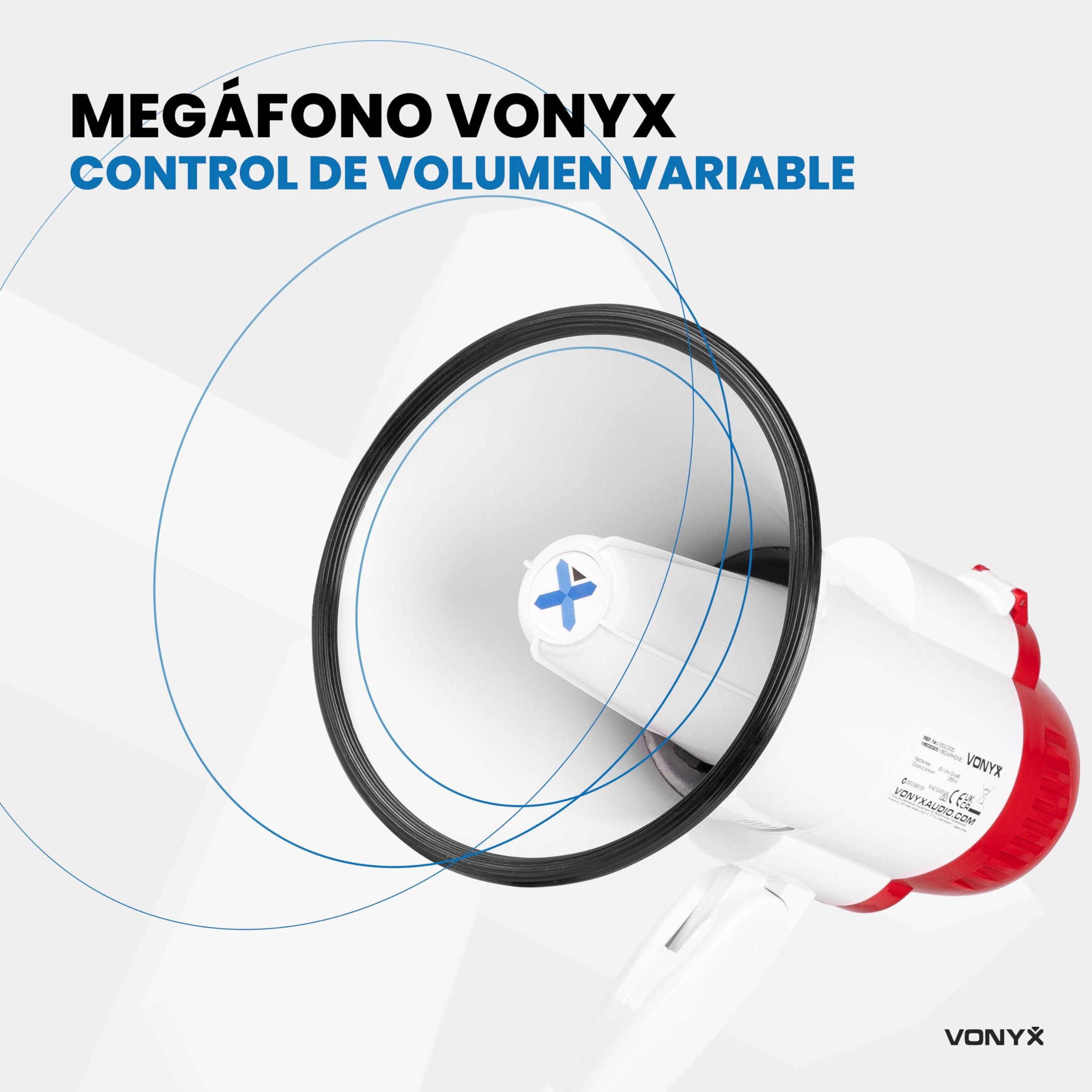 Vonyx MEG025 Megáfono Portátil con Bluetooth de 25W, 800m de Alcance, entradas USB/MicroSD, Sirena, Función de grabación, Megáfono de Mano con Batería Recargable para Eventos en Interior/Exterior