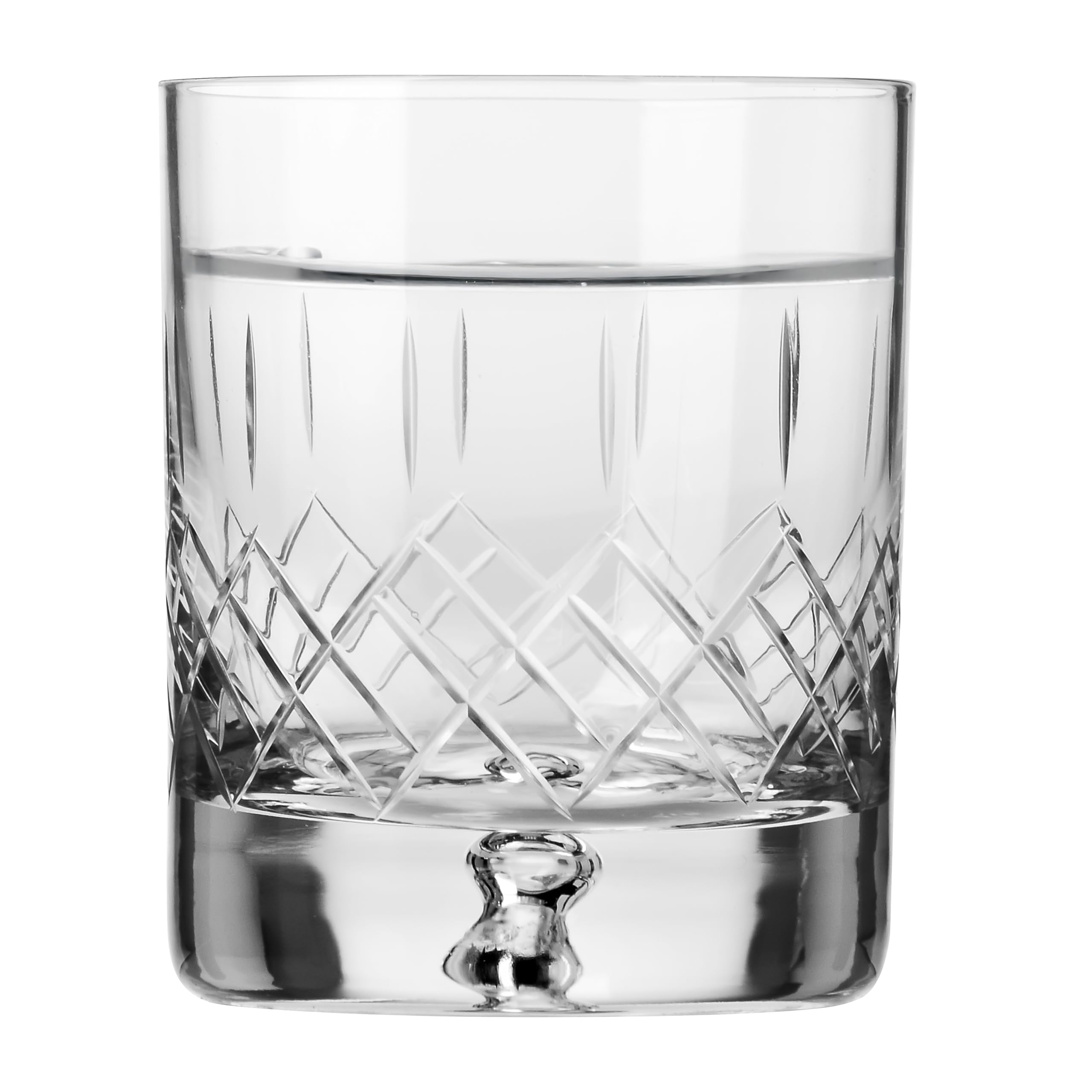 Krosno – Vasos para whisky, bourbon y escocés de 250 ml – Juego de 4 piezas – Colección Saga – Cristal tallado – Hechos a mano – Ideal como regalo
