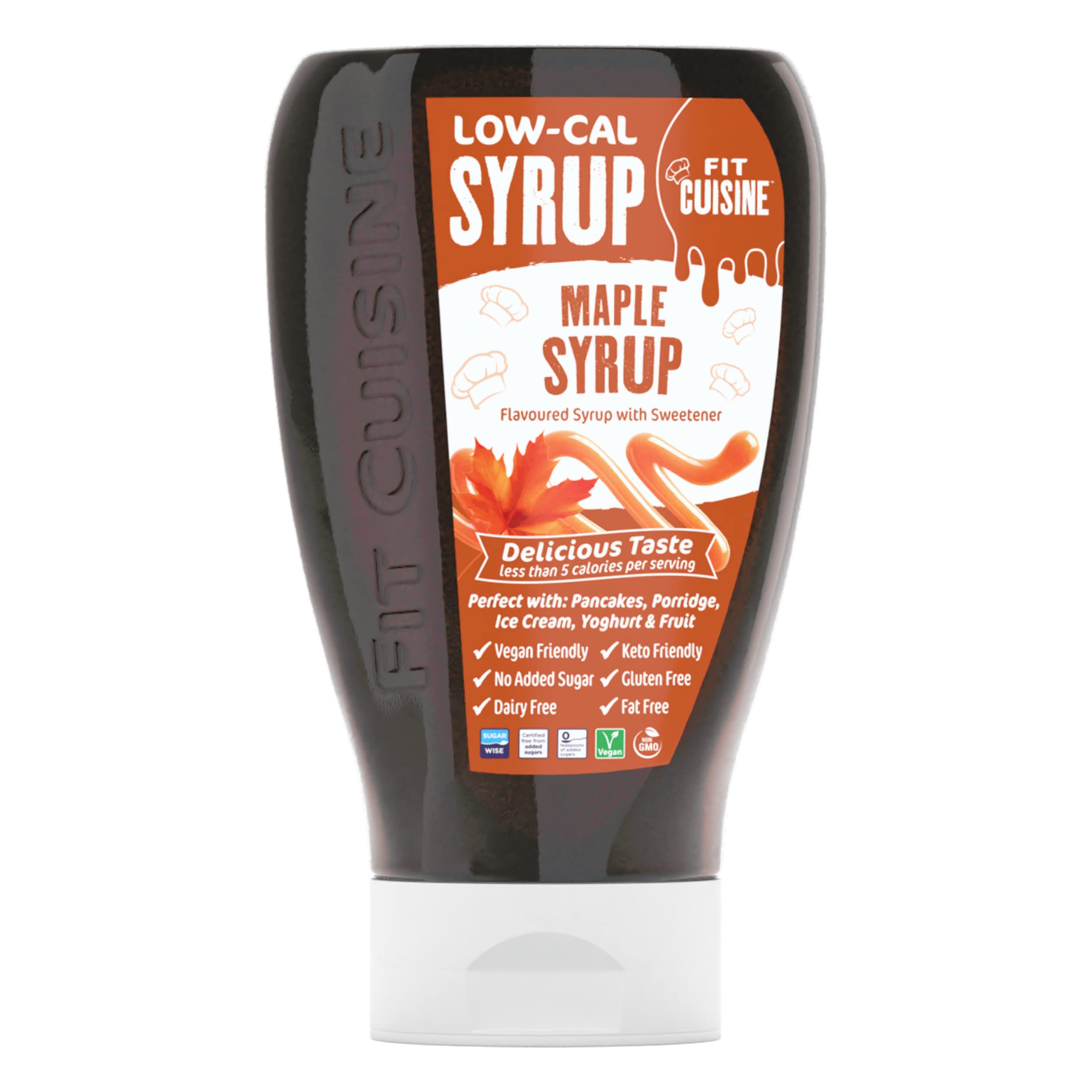 Fit Cuisine Low Calorie Syrup - Low-Cal Syrup to Support Weight Management, Low Carb Diet, Keto Friendly, Vegan, For Pancakes, Desserts, Porridge, Ice Cream - 425ml (Maple Syrup)