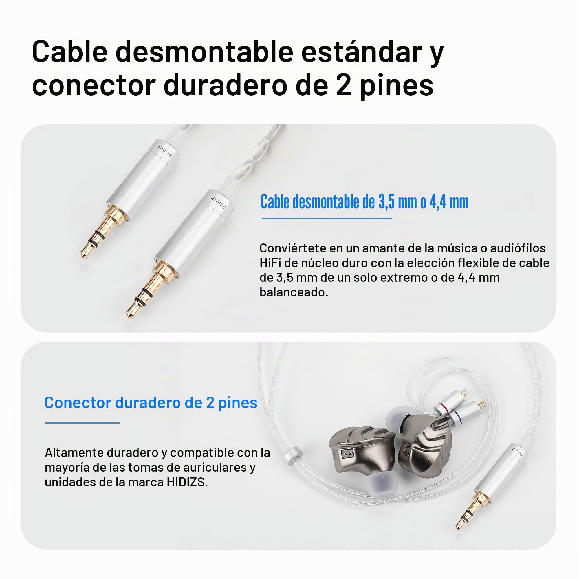 Hidizs MK12 Turris Auriculares In Ear Monitor, 12 mm Diafragma de Magnesio Puro al 91% con Imán de 1,5 T, Sonido Estudio, 10 Hz-45 kHz, Filtros Neumáticos, Cable OFC, 3,5 mm