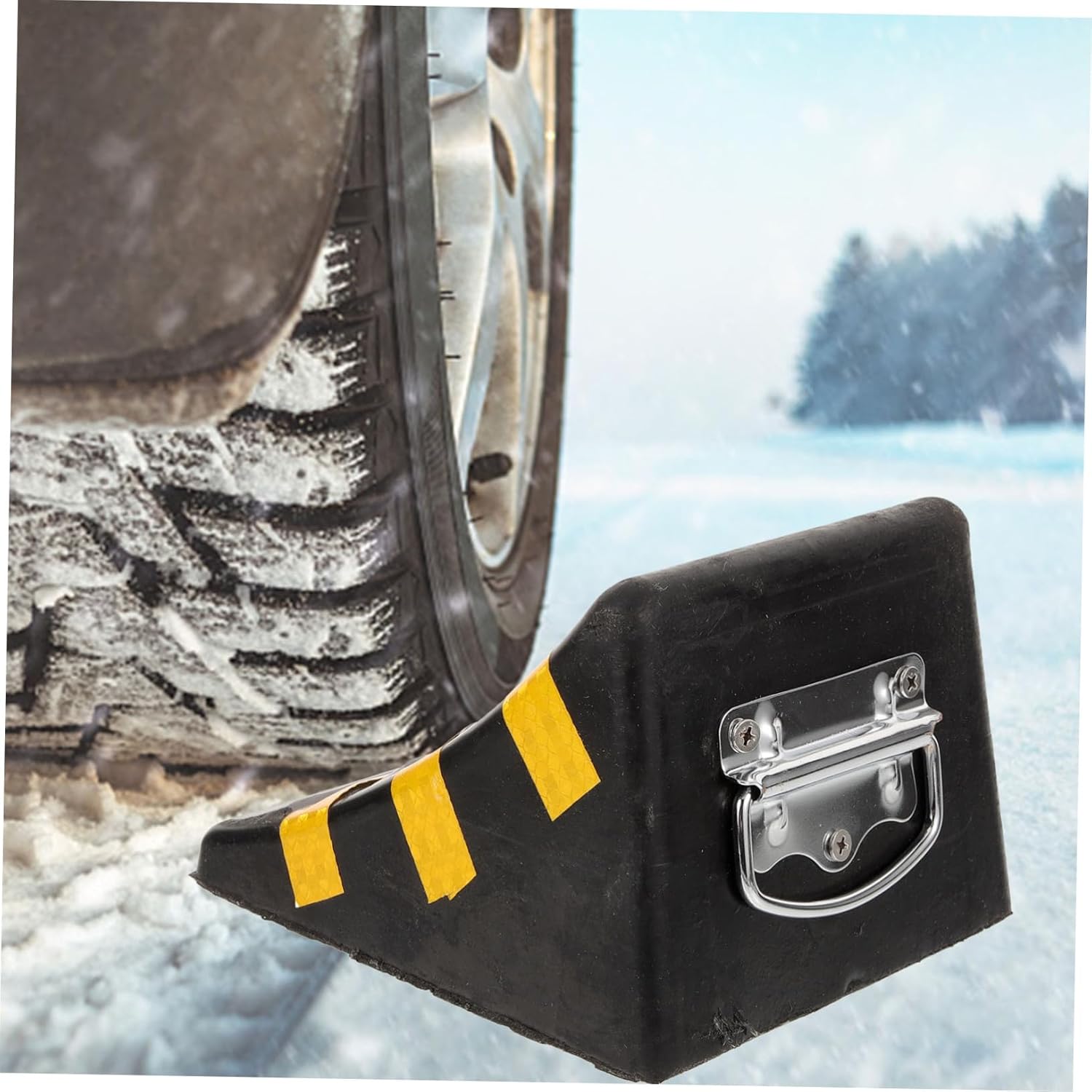 Vehicle Wheel Chock Heavy Duty Rubber Tire Support Pad for Cars Trucks and Rvs -Skid Design for Safe Parking Uneven for Maintenance and Stabilizing Trailers