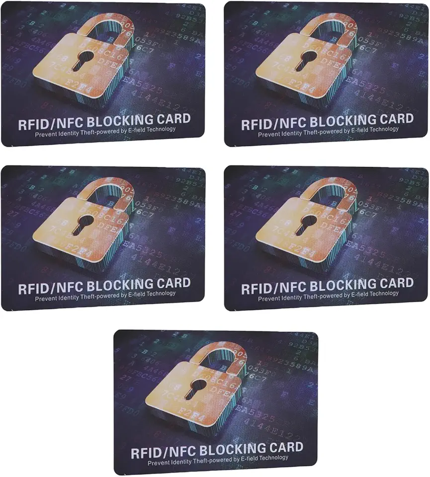 Cartão de bloqueio NFC MOUMOUTEN, bloqueador de sinal RFID de 5 pacotes para proteção de carteira, protetor de cartão de crédito anti-digitalização contra roubo digital, PVC fino