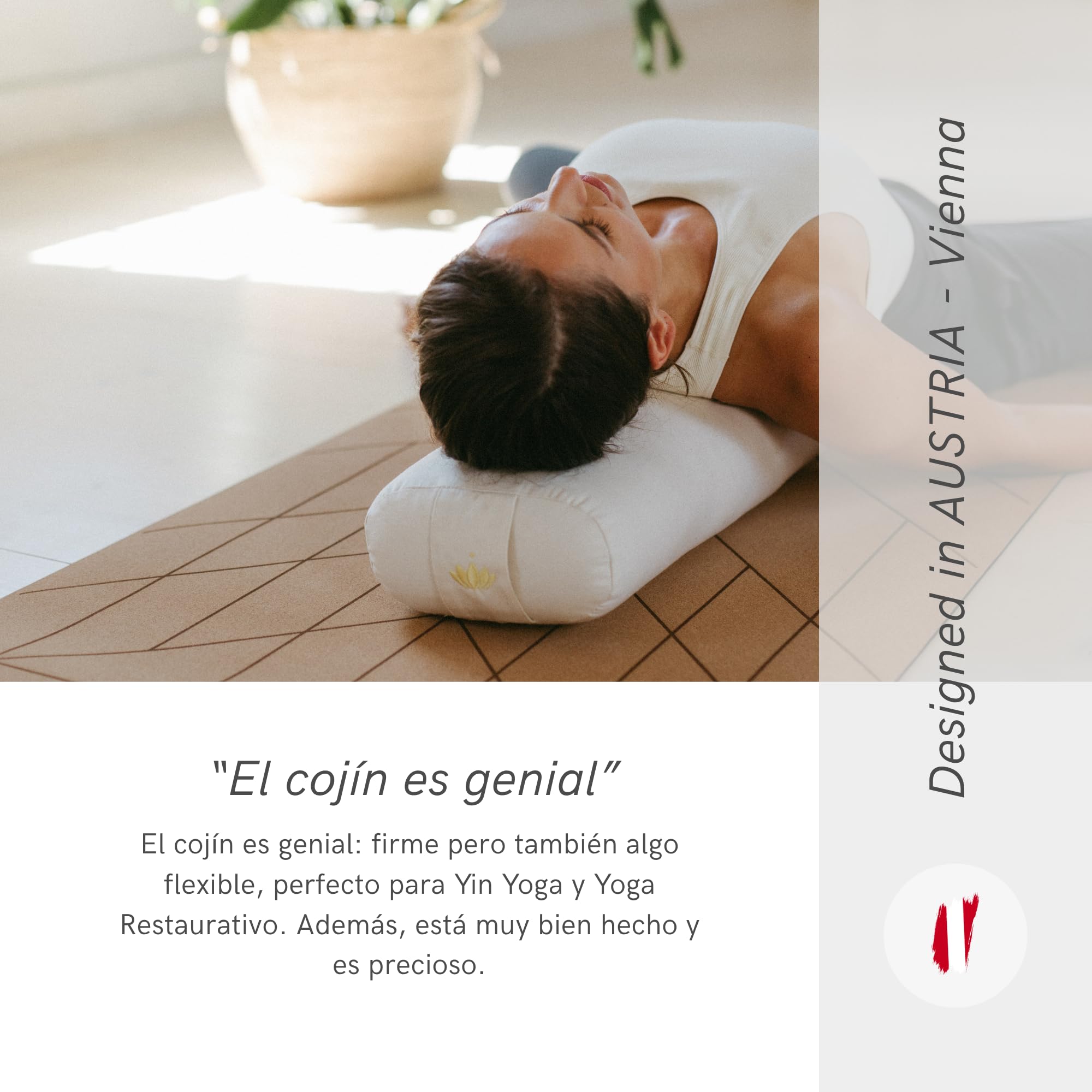 Lotuscrafts Cojín de Yoga para Yin Yoga, Rollo, Funda Lavable de algodón orgánico, cojín con Relleno de ceiba, Rollo de Pilates, cojín de meditación