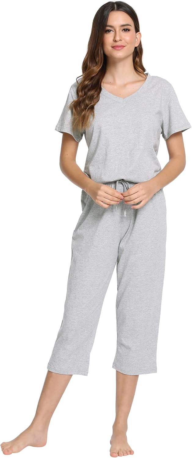 Latuza Women's Cotton Pajamas Set Tops and Capri Pants Sleepwear - Image 2