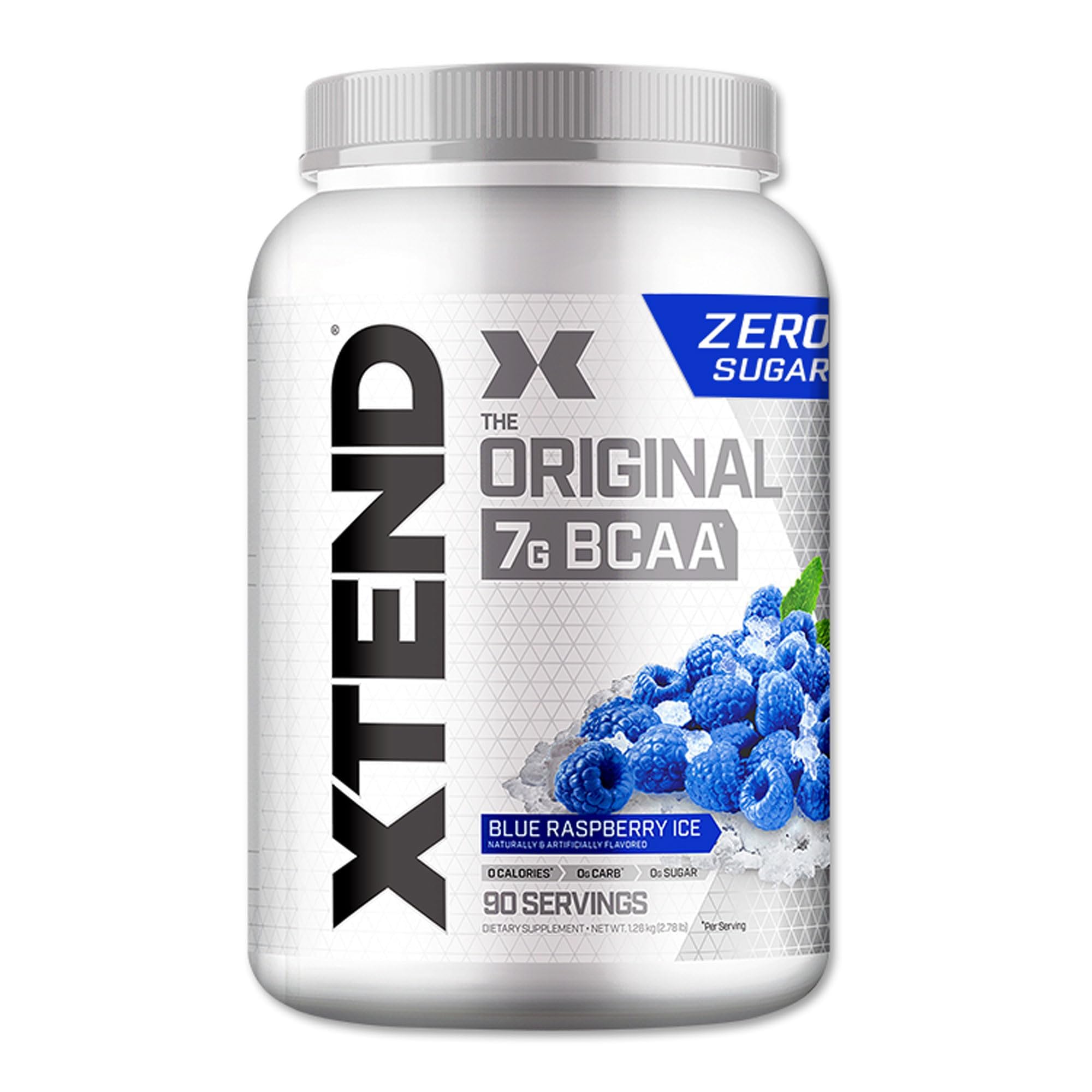 XTEND Original BCAA Powder Blue Raspberry Ice - ZERO CALORIE, ZERO CARB, ZERO SUGAR - Post Workout Muscle Recovery Drink with Amino Acids - 7g BCAAs for Men & Women - 90 Servings