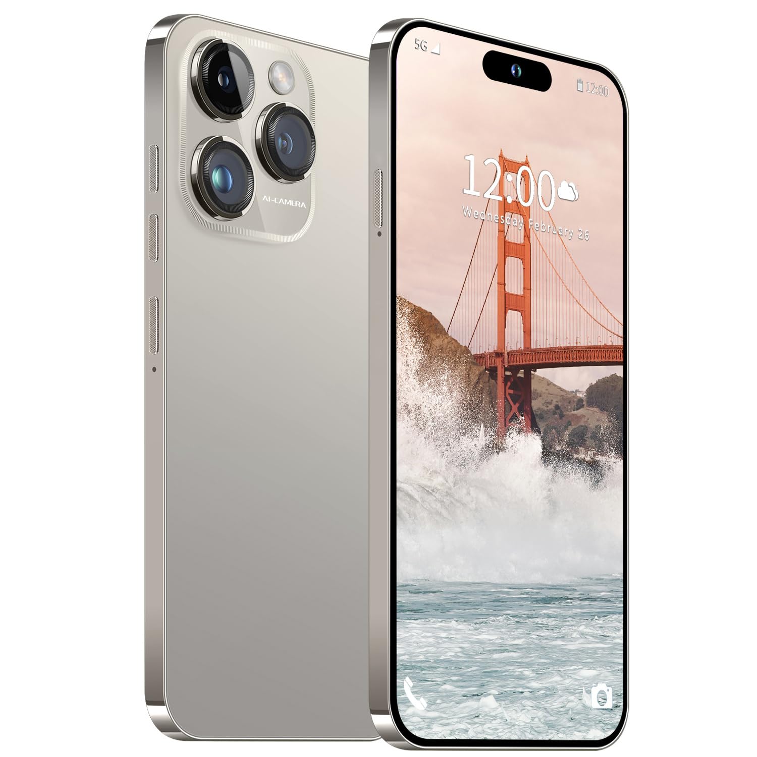 14PROMA X Smartphone Unlocked Cell Phone, Battery 6800mAh 6.82" HD Screen Unlocked Phones, 12+512GB Android 14 with 128GB Memory Card, Dual SIM/Fingerprint Lock/Face ID/GPS (Natural Titanium, 12+512)