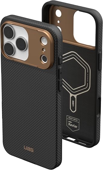 URBAN ARMOR GEAR UAG Designed for iPhone 17 Pro Max Case Fibr Armr - Compatible with MagSafe Kevlar Fiber Military Grade Protective Cover, Kevlar Graphite/Bronze