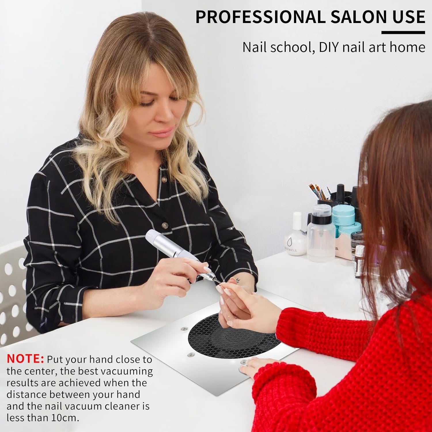 Máquina Colectora de Polvo para Uñas, Colector de Succión de Polvo para Arte de Uñas Potente Filtro Reutilizable de Superficie de Metal Extractor de Aspiradora de Vacío Enchufe de la UE 220-240V