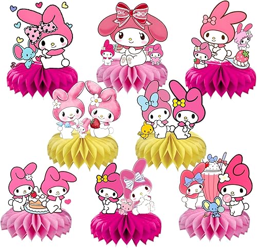 Centro de mesa Melody Honeycomb de 8 piezas, suministros de fiesta de cumpleaños de melodía, decoraciones de mesa para decoraciones de fiesta de