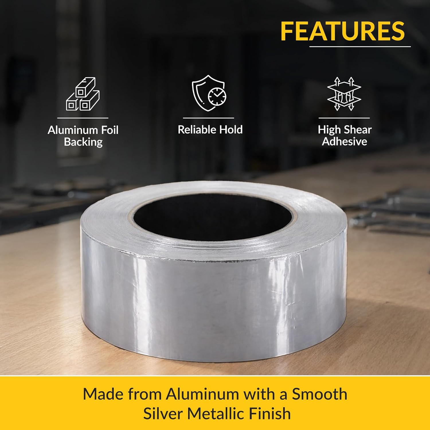 Brixwell Aluminum Foil Tape 2 Inch x 50 Yards, HVAC Tape, Heat Resistant Tape for Duct Sealing, High Temperature Aluminum Tape for Dryer Vent, Insulation, Exhaust Repair, Metal Seams - Pack of 4