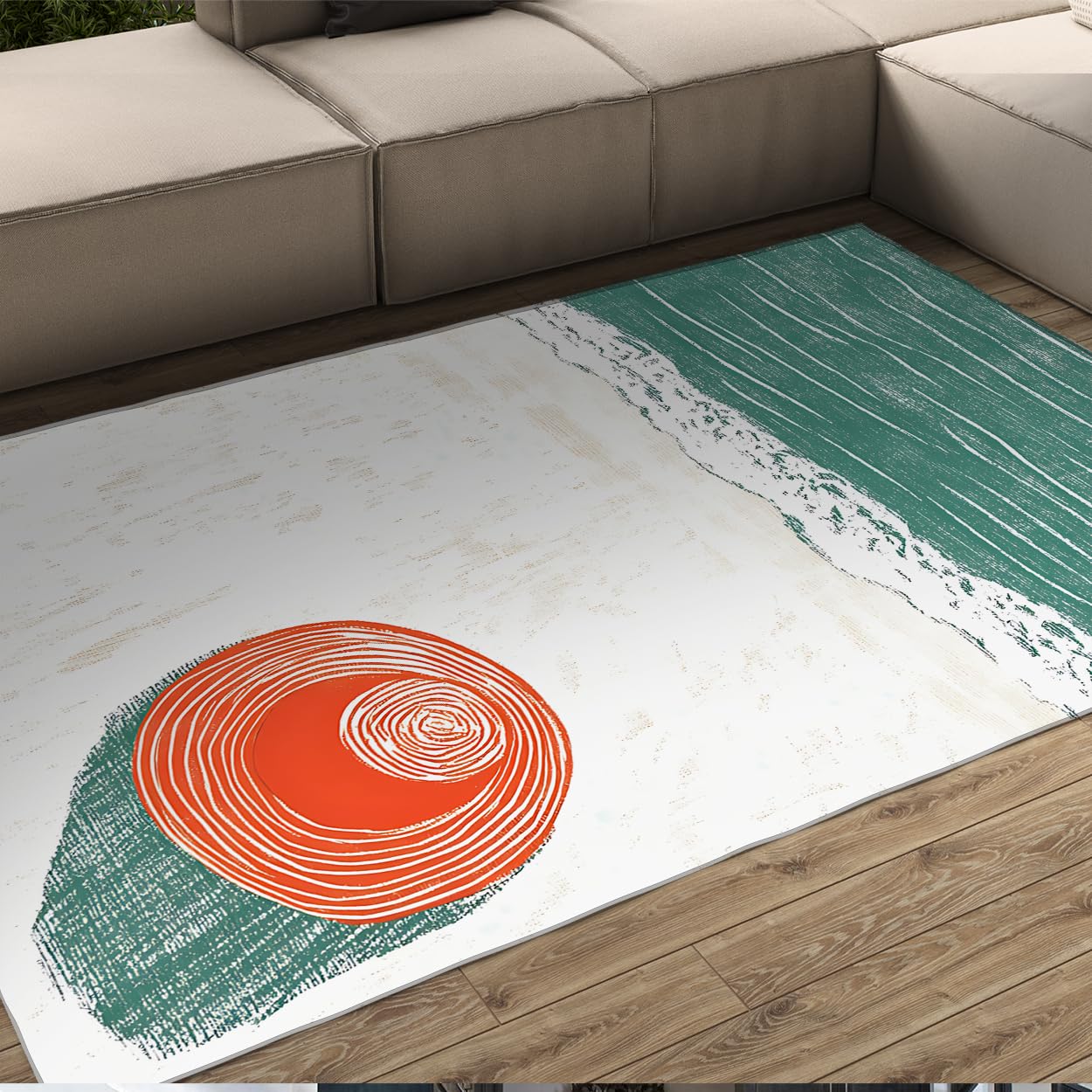 Tapis contemporain géométrique océan 150x240 tapis de salon lavable et antidérapant