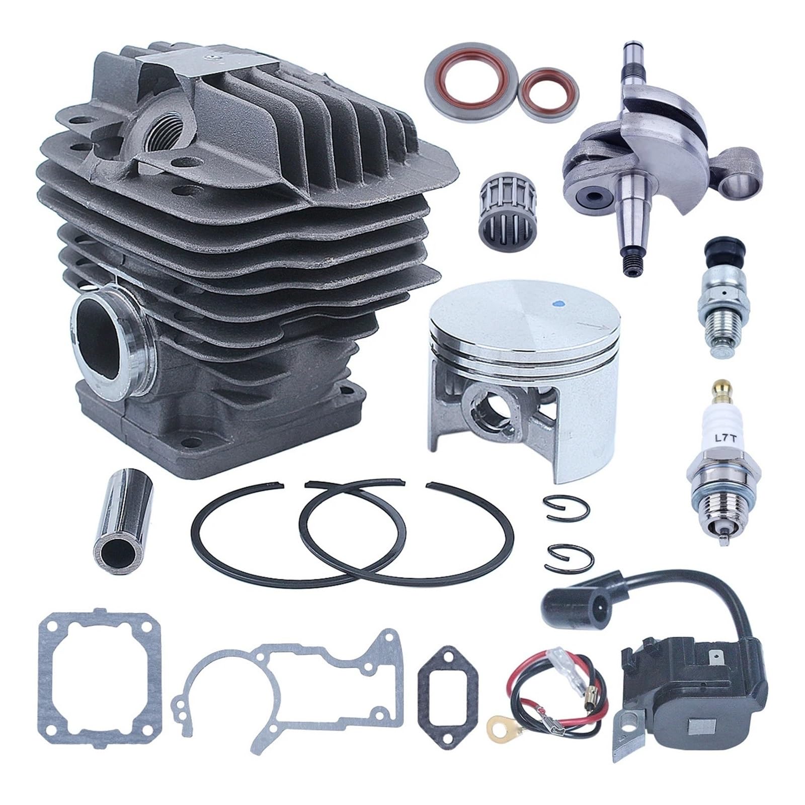 52mm Cylinder Ignition Crankshaft Kit Fit for Stihl 044 MS440 W Piston Oil Seal Chainsaw Spare Parts Cylinder Piston Gasket Set Big Bore Cylinder Kit