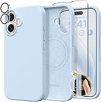 Vista 58 de GONEZ Funda de silicona para iPhone 14 Pro Max, compatible con MagSafe, con protector de pantalla + protector de lente de cámara, silicona líquida a
