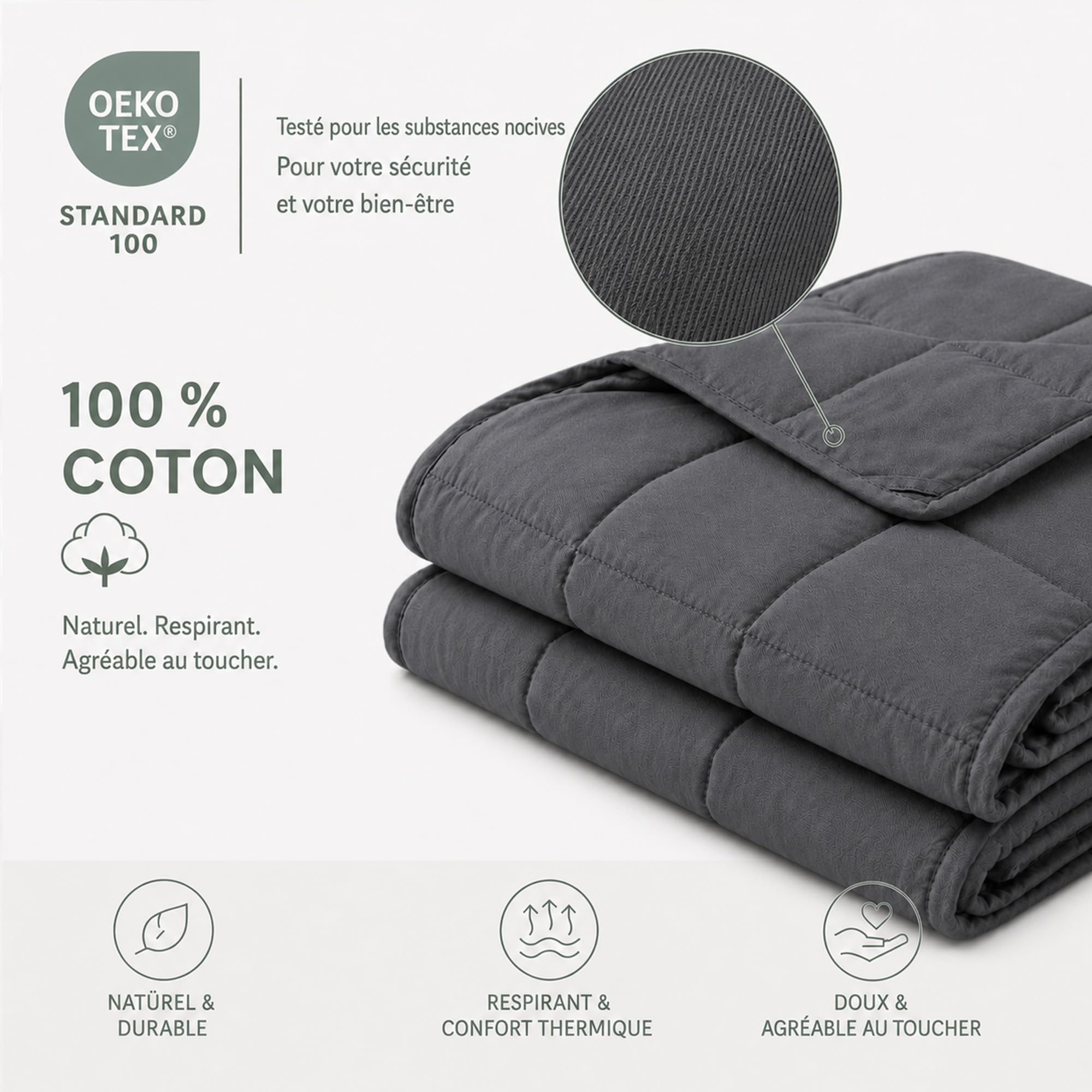 Couverture Lestée Adulte, Weighted Blanket 150x200 cm 9kg