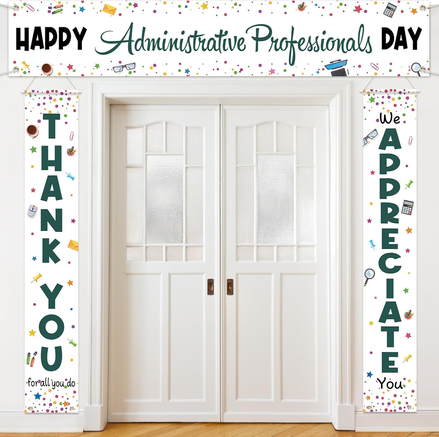 Tingjoo 3 Pcs Happy Administrative Professionals Day Banner Happy Admin Day Office Party Decoration Secretary Appreciation Thank for All You Do Banner for Administrative Professionals Party Decoration