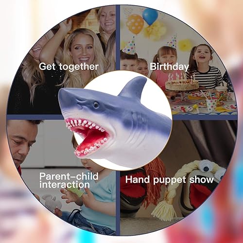 Miniatura 7 de Yolococa Títere de mano de tiburón realista látex suave juguete de animales narración de cuentos juego de rol suministros para fiestas para niños