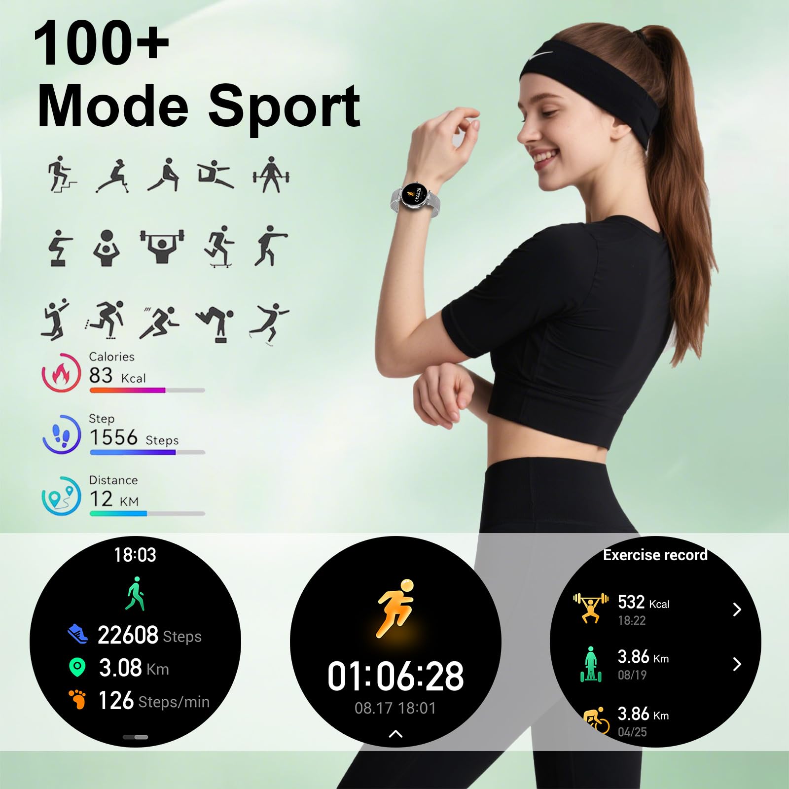 Montre Connectée Pour Femmes Petit Cadran Rond avec Fonction Téléphone Sport Surveillance de la Santé Notifications Par Application Suivi d'activité Bluetooth étanche pour Android IOS (Argenté)