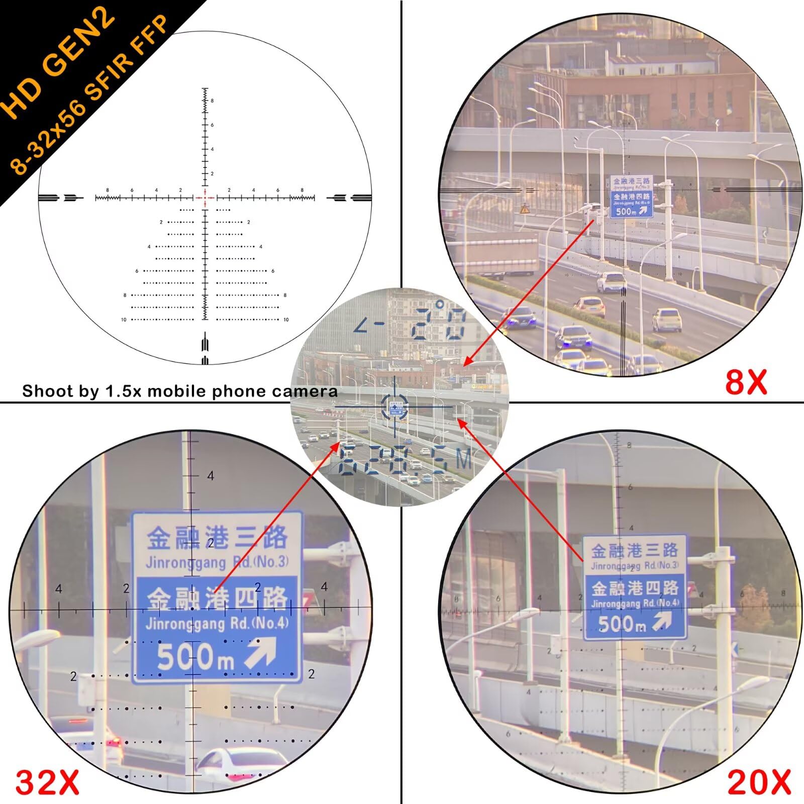 WestHunter HD GEN2 8-32x56 FFP Mira Telescópica de Precisión, Tubo 34mm, Cristal Grabado, 1/10 MIL, Zero Stop - Indicada Únicamente para Actividades Deportivas