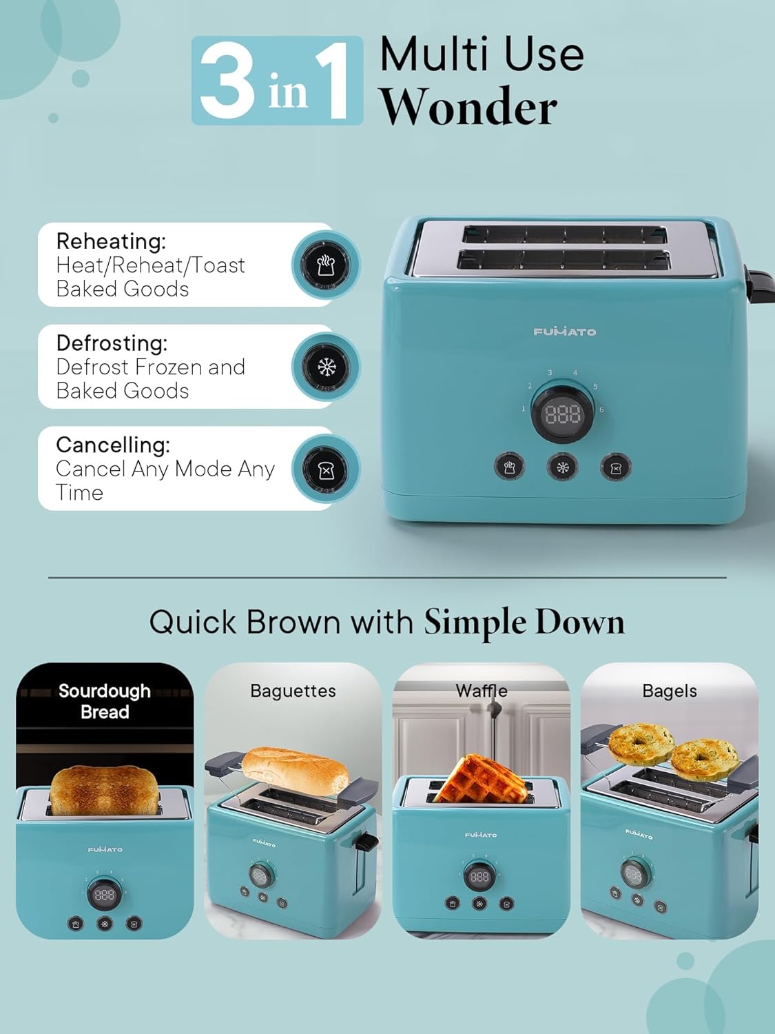 The Better Home FUMATO Anniversary, Wedding Gifts for Couples- 2 Slice Pop-up Toaster with Bun Rack + Non Stick Sandwich Maker | House Warming Gifts for New Home | 1 Yr Warranty (Misty Blue) 3 71aK2hA2iQL. SL1500