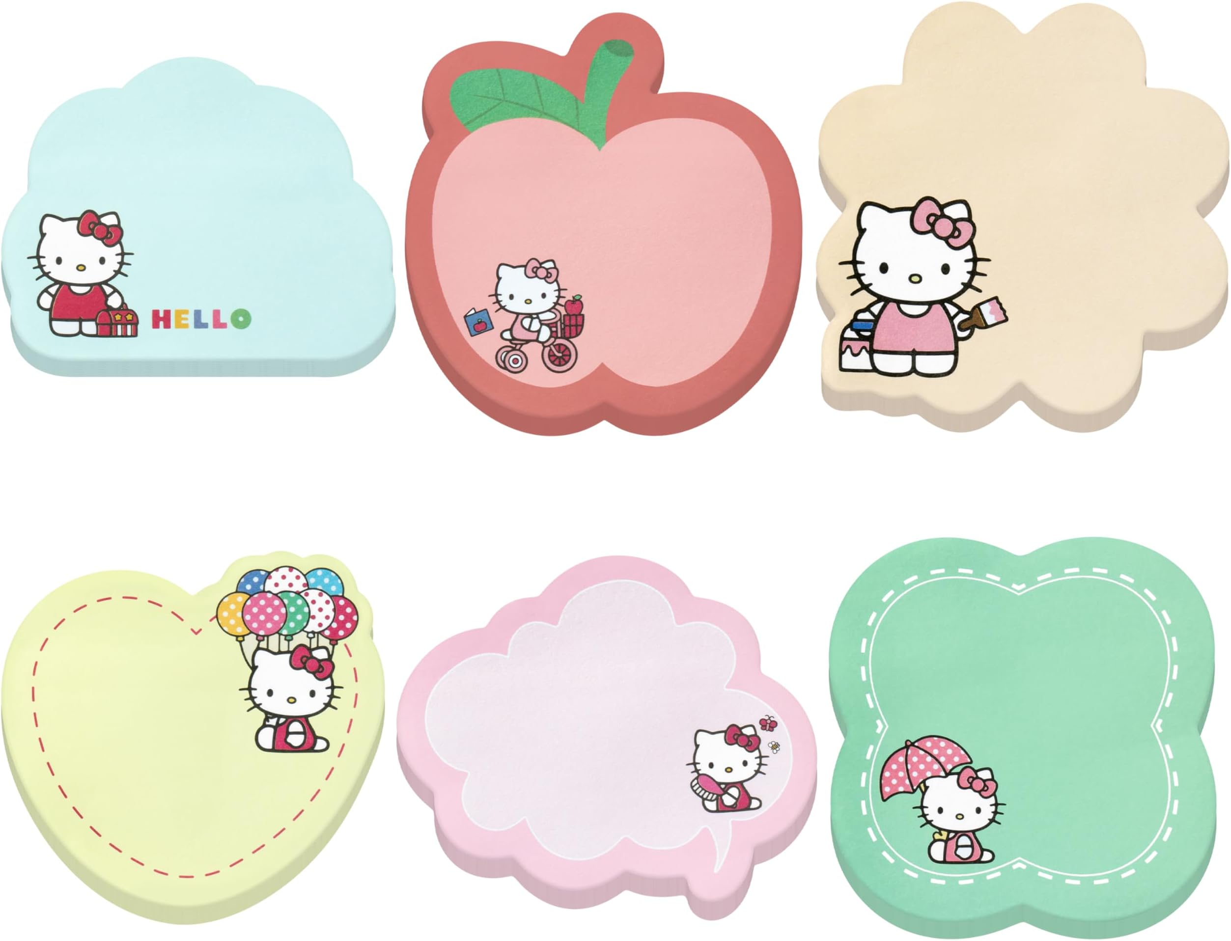 6 Packs Kawaii Kitty Sticky Notes Cute Cartoon Anime Self-Stick Memo Pads School Office Stationery Supplies Desk Accessories Party Favors Gift for Kids Students Planning Journaling Reminder,180 Sheets