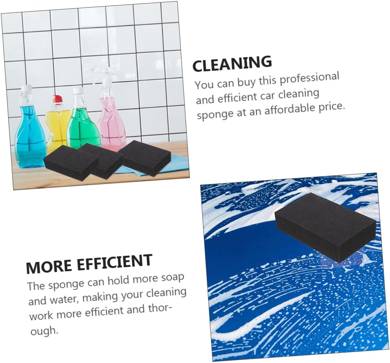 DECHOUS 3sets 4pcs Absorbent Car Wash Sponge Durable Sponges for Dust and Removal Safe for for Auto and 4pcs*3