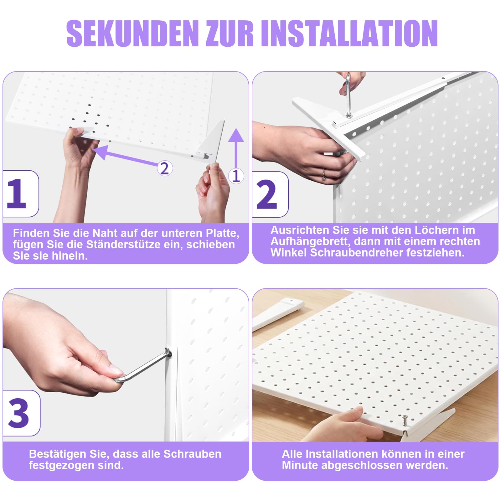 1 présentoir blanc pour tableau perforé, 17" x 13", organiseur de table, présentoir en métal, pour bijoux, porte-clés, autocollants