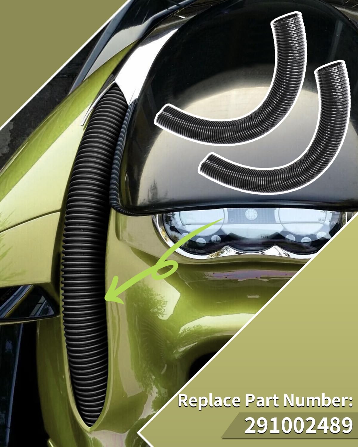 BRP RXP Hood Vent Hose Set for Sea Doo BRP RXP 2004-2023 Sea Doo BRP RXP-X 2012-2023, 2-Piece Black Flexible Tubing Steering Column Replacement Kit #291002489