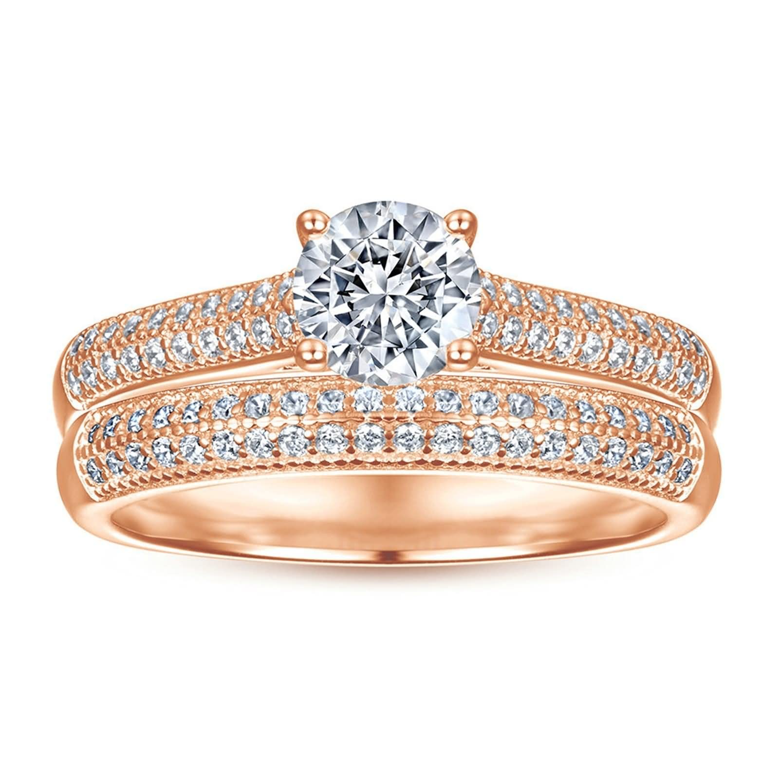 Anello da donna in argento Sterling 925, elegante inserto a 4 denti, in stile classico, per San Valentino