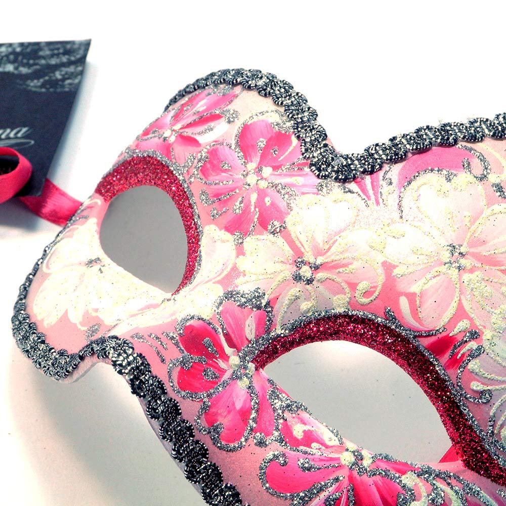 Amazon.co.jp: イタリー製 マスケラ 仮面 ピンク シルバー 花柄