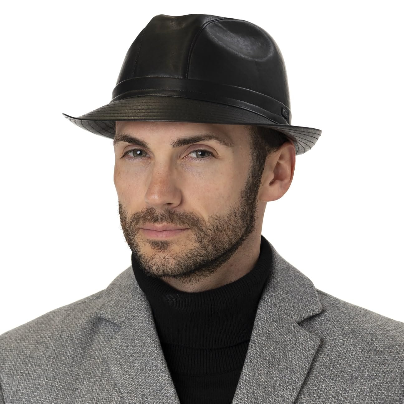 LIPODO Trilby Sombrero de Tela Estilo Cuero con Banda de Piel Hombre Todo el ano