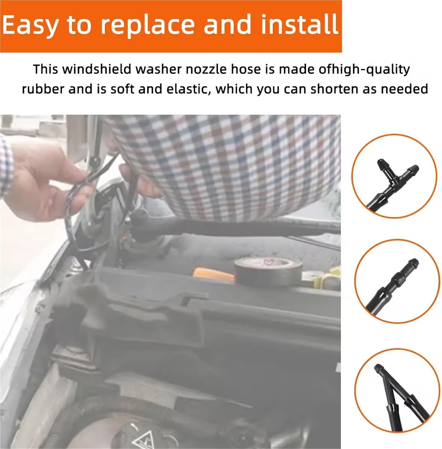Windshield Washer Hose Connector Set 3 Sets 4M Universal Washer Hose Kit with T/Y/Straight Connectors for Windshield & Headlight