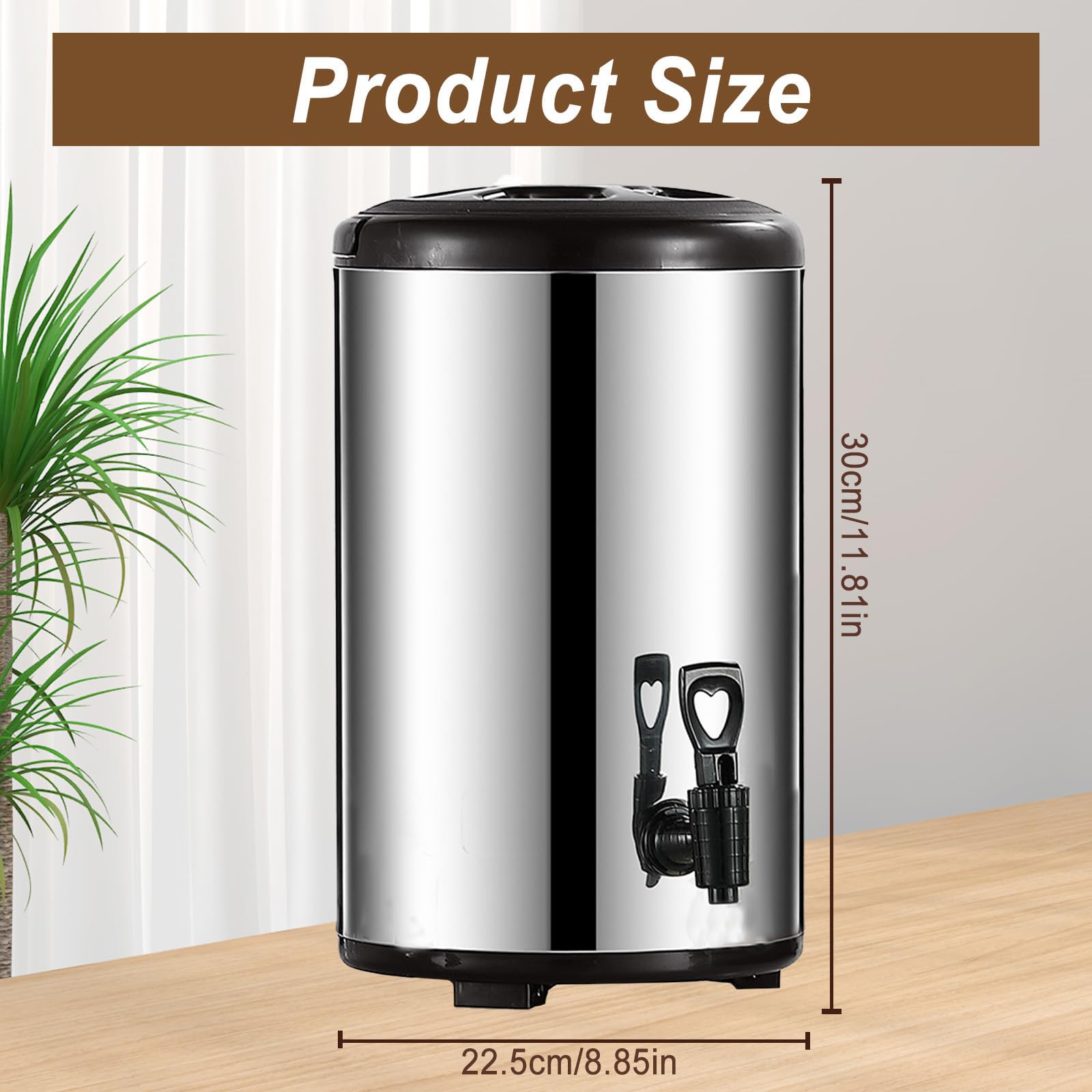 Dispensador de bebidas de acero inoxidable, urna térmica aislada, urna de café y caldera de agua caliente con espiga para bebidas frías y calientes, fiestas, oficina y catering