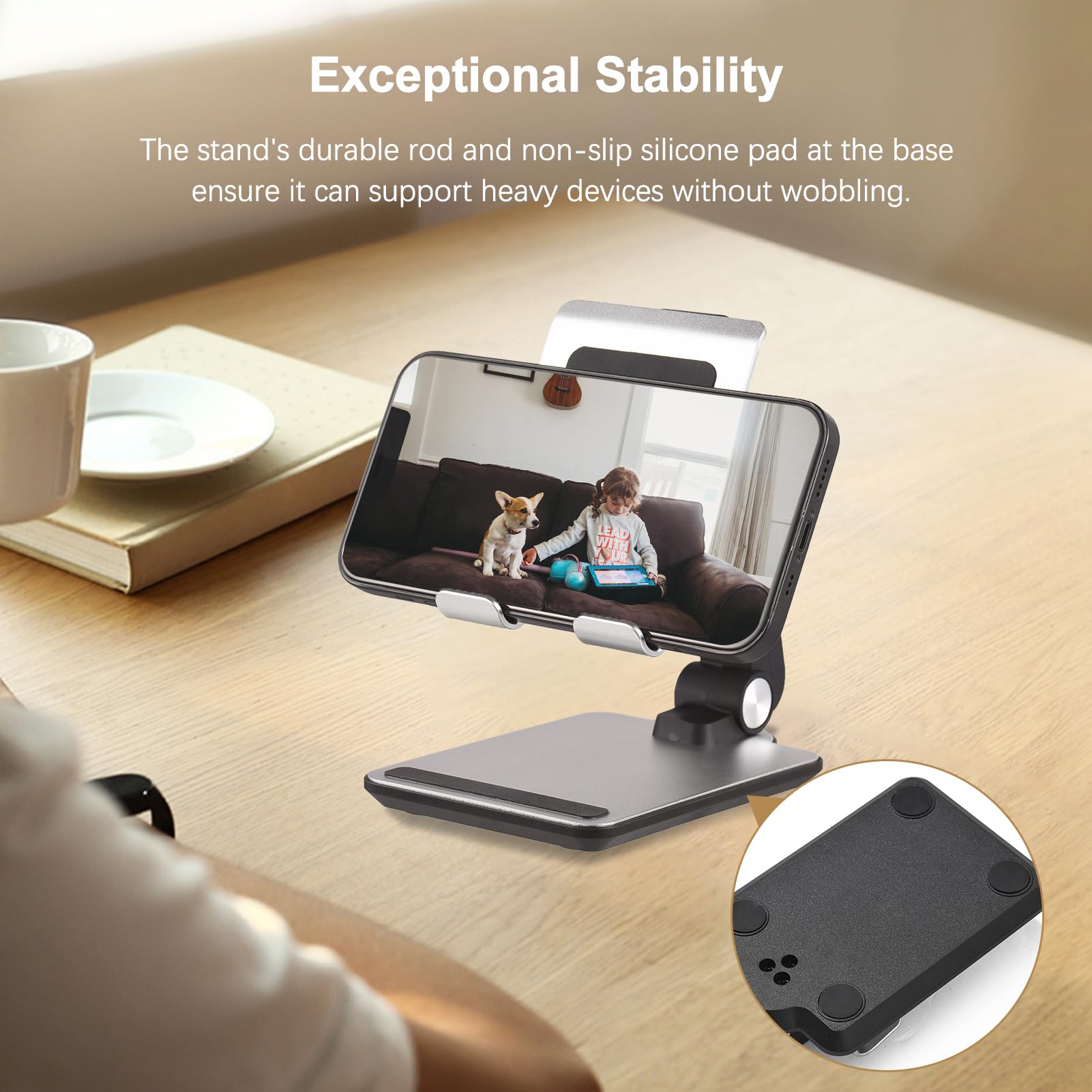 Charge Tout En Utilisant Support Téléphone Universel JianHan - Réglable En Hauteur Et Angle, Compatible Smartphones 4-12.9 Pouces Chargeur Mains Libres