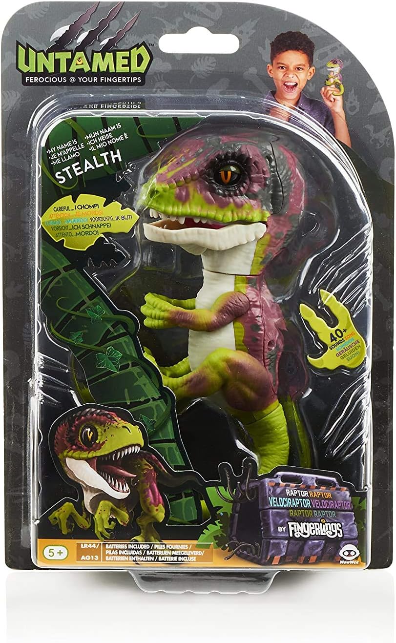 Untamed Raptor by Fingerlings - Stealth (Green) - Interactive Collectible Dinosaur - By WowWee