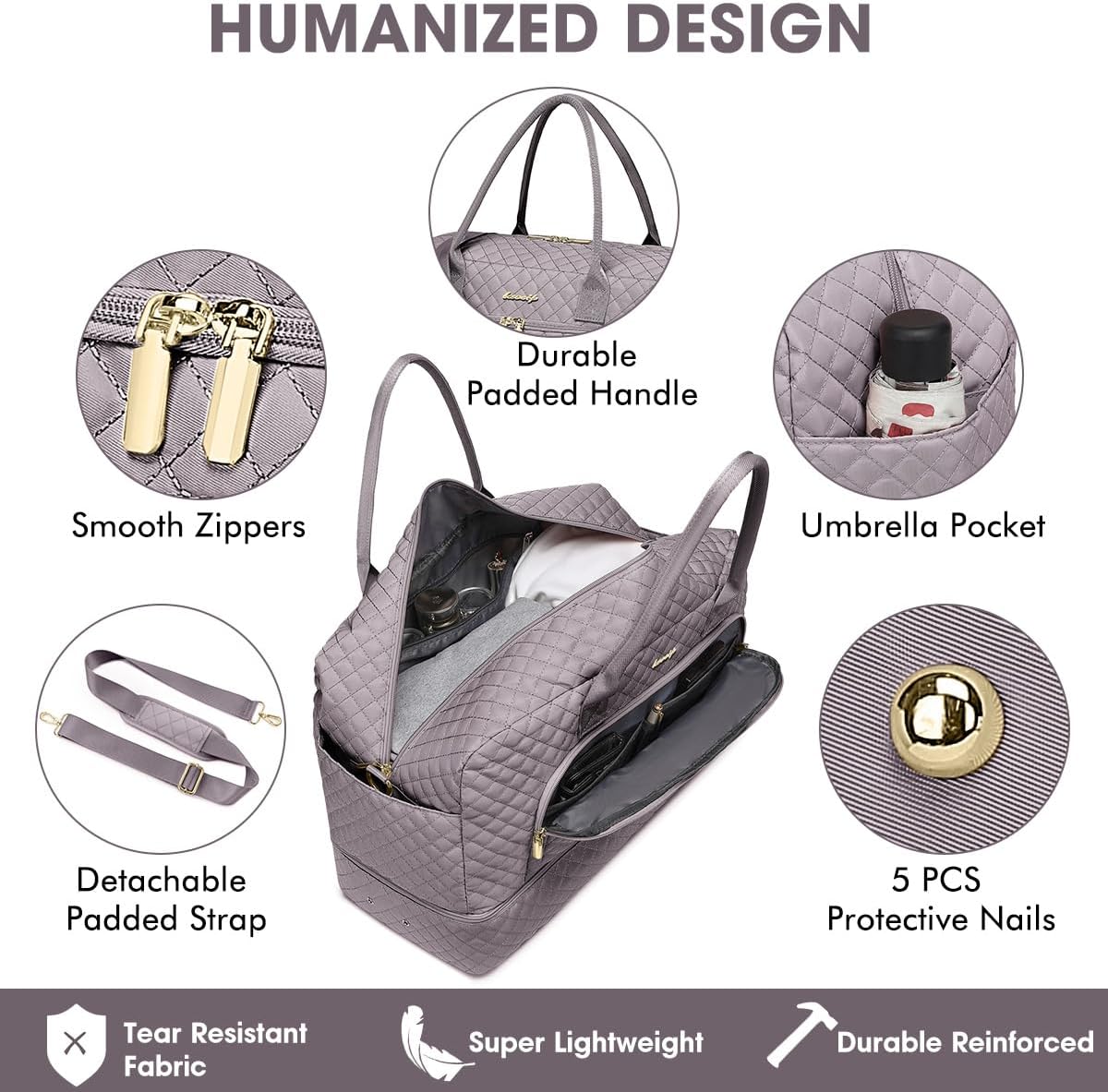 Travel Duffle Bag Weekender for Women - Carry-On Overnight Bag Personal Item Bag with Shoe Compartment & Wet Pocket Large Weekend Tote Bags with Toiletry Bag Hospital Bags for Labor and Delivery - Image 3