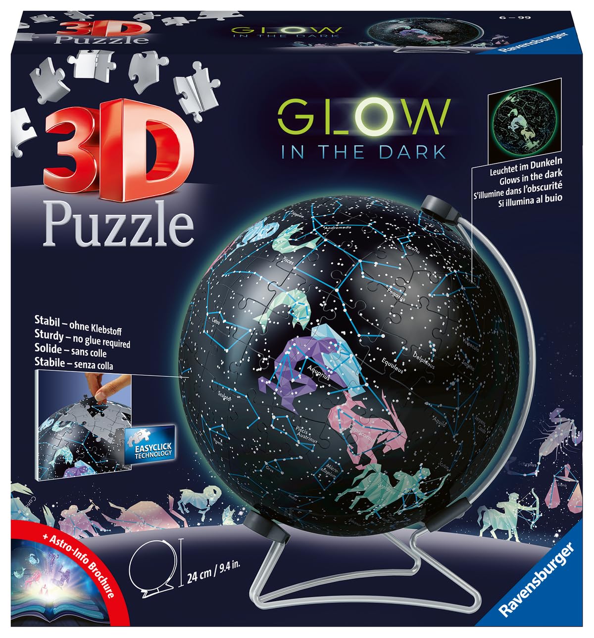Ravensburger - 3D Puzzle Globo Estrellas Glow in the dark 190 piezas