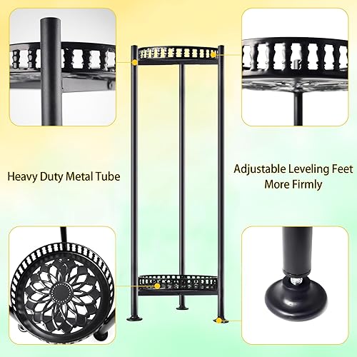 Miniatura 5 de Soporte para plantas para interiores y exteriores, soportes para plantas de 30 pulgadas de alto, soporte de metal de 2 niveles, soporte para macetas