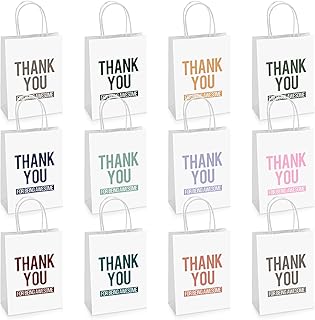 120 Pack Small Thank You Paper Gift Bags White Thank You for Being Awesome Gift Bags with Handles for Staff Employee Inspirational Appreciation Gift Business Party 8.27 x 5.91 x 3.15''