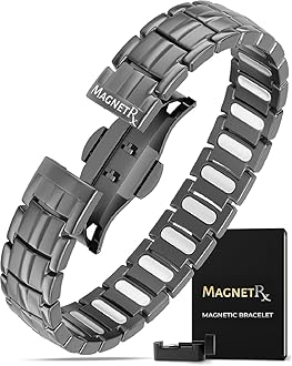 MagnetRX Magnetic Bracelets for Men - EllipseMAX 5X Strength 5,000 Gauss Magnets - Designed in USA & Patent Pending - Premium Titanium Mens Magnetic Bracelet & Adjustable Length (Gunmetal)