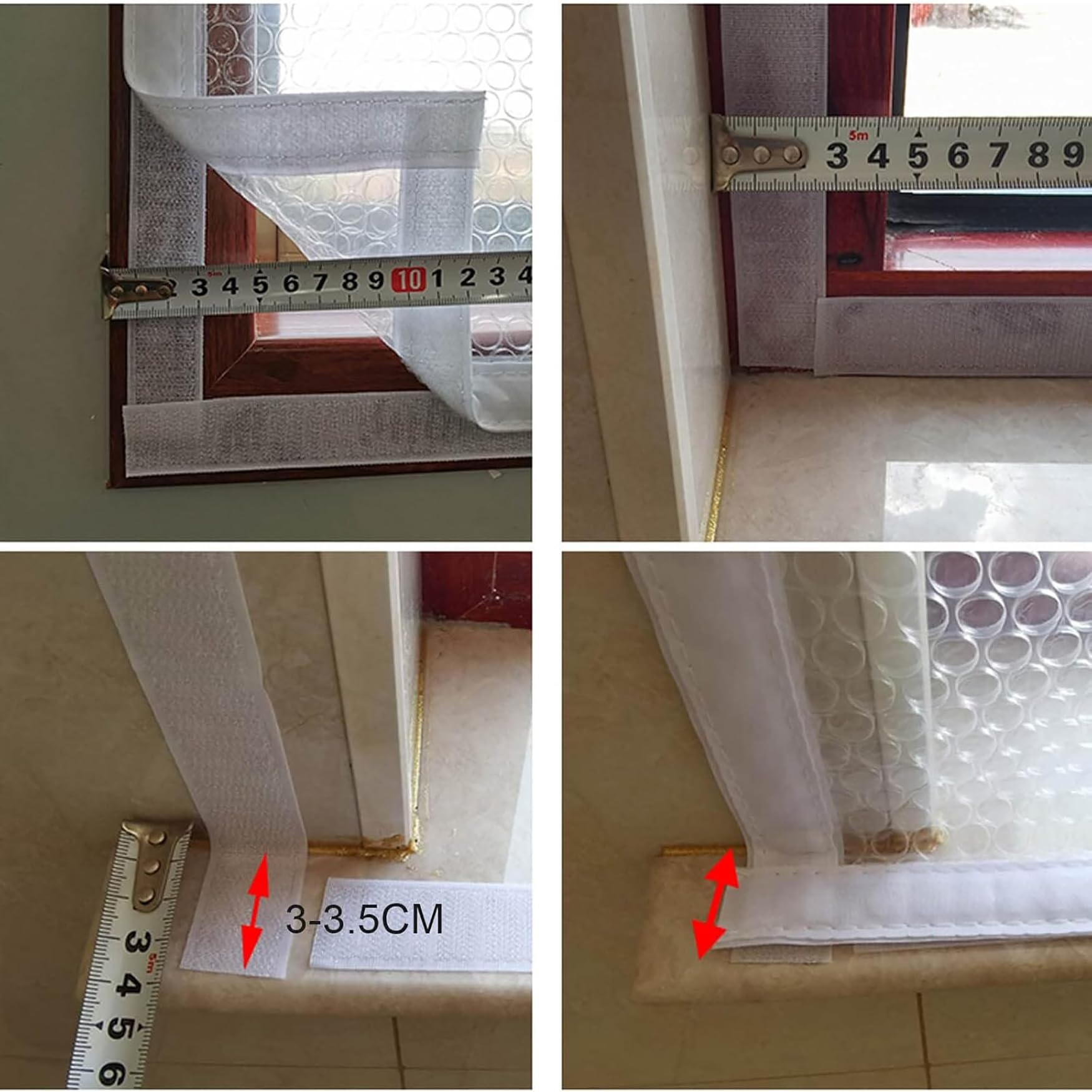 Kit de Aislamiento de Ventana 151 x 195 cm Protege del Frio y Calor Kit de Película de Aislamiento de Ventana con Cremallera para O Puerta, Blanco