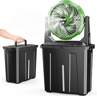 Ausic Portable Misting Fan - 9L Bucket, 10-inch Outdoor Fans for Patios/Camping, 20000mAh USB Rechargeable Battery Powered Floor Cooling Fan with 9L Water Tank, 3 Strong Winds, 3 Spray Mister