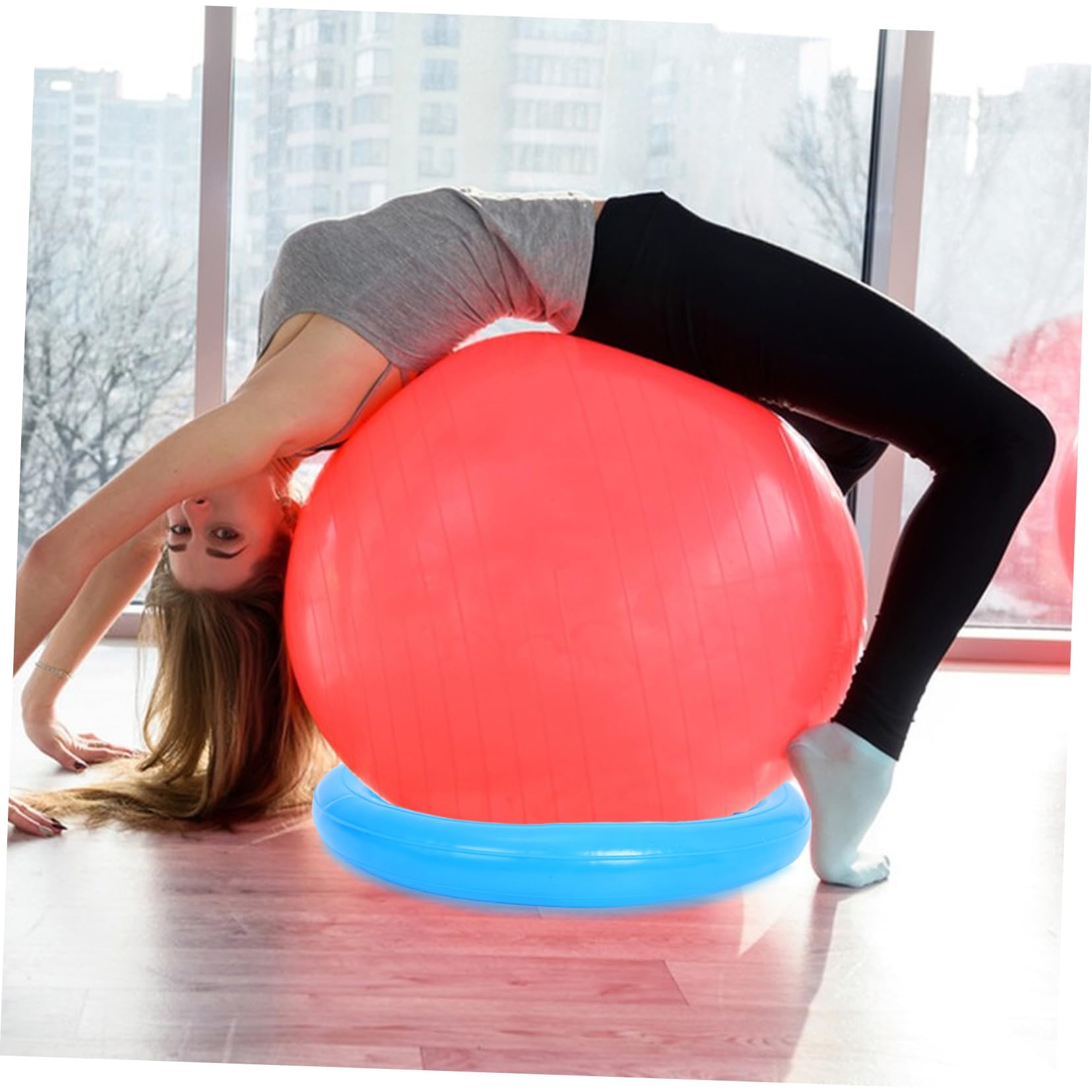 DECHOUS Base per Palla Fitness in PVC Blu, Supporto Stabile | Yoga Ball e Exercise Fitness Balls, Assemblaggio Rapido, Uso in Gym e Fitness Studios