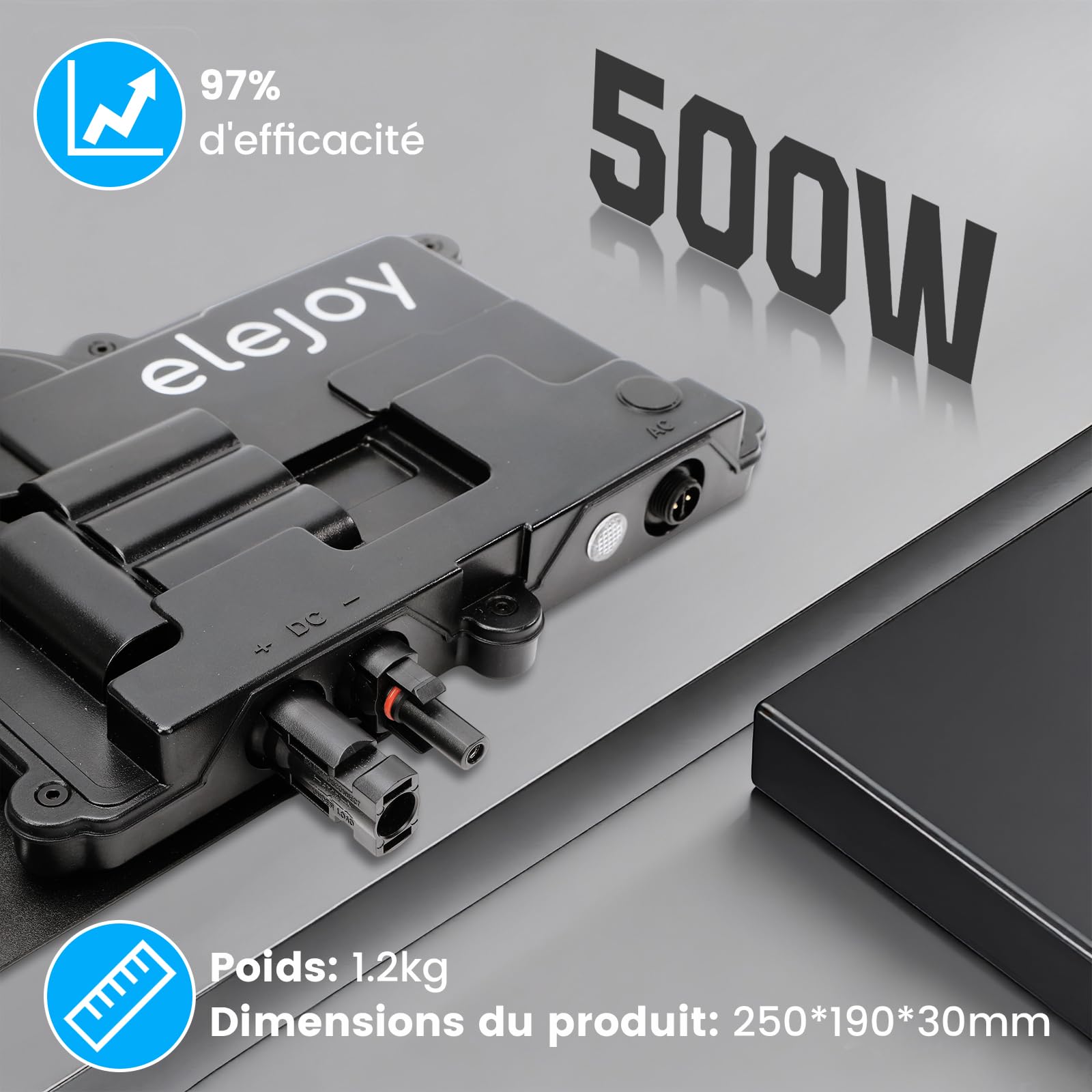 500W Micro Inverteur Solaire Plug & Play 97% Efficacité | IP65 avec WiFi et Bluetooth Inverteur Plug & Play Idéal Pour Balcon et Centrale électrique Extérieure